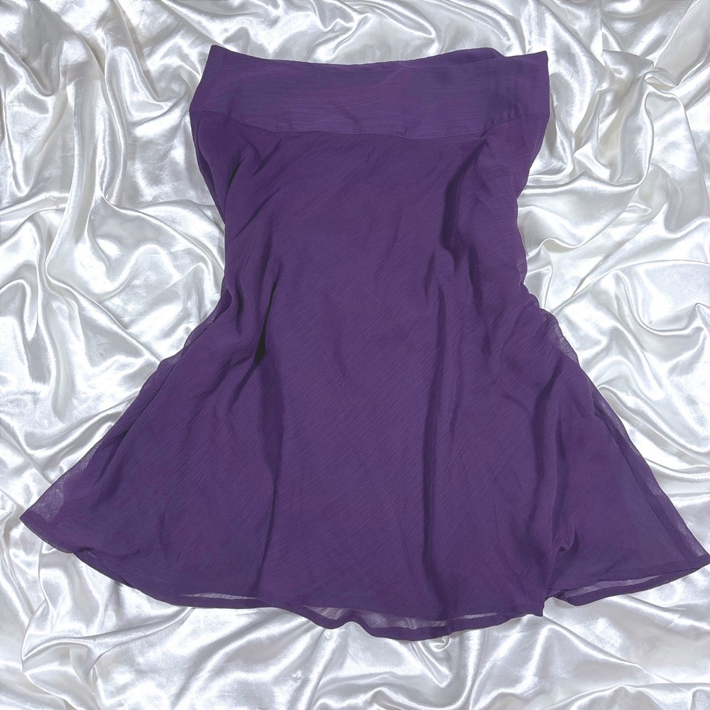 y2k Mini Skirt Purple Excellent Cato Chiffon Flare A-Line Textured Size 8